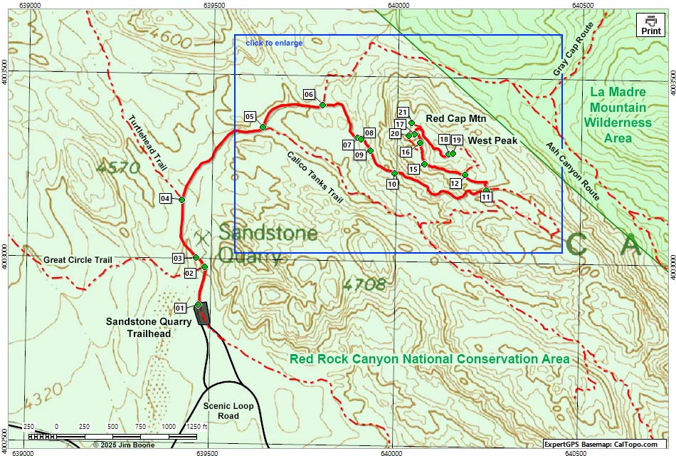 Red Cap Peak Trail Map