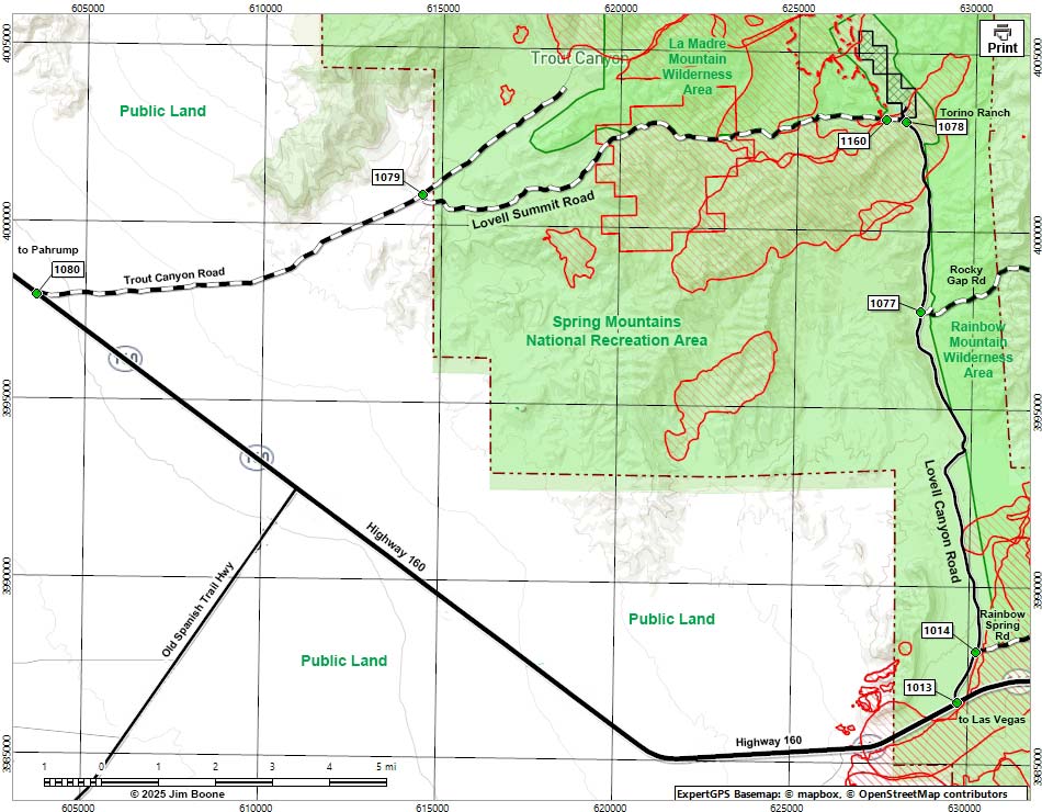 Lovell Canyon Road Map