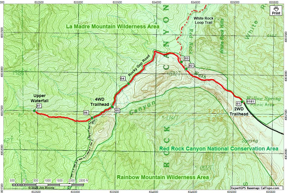 Waterfall Canyon Route Map