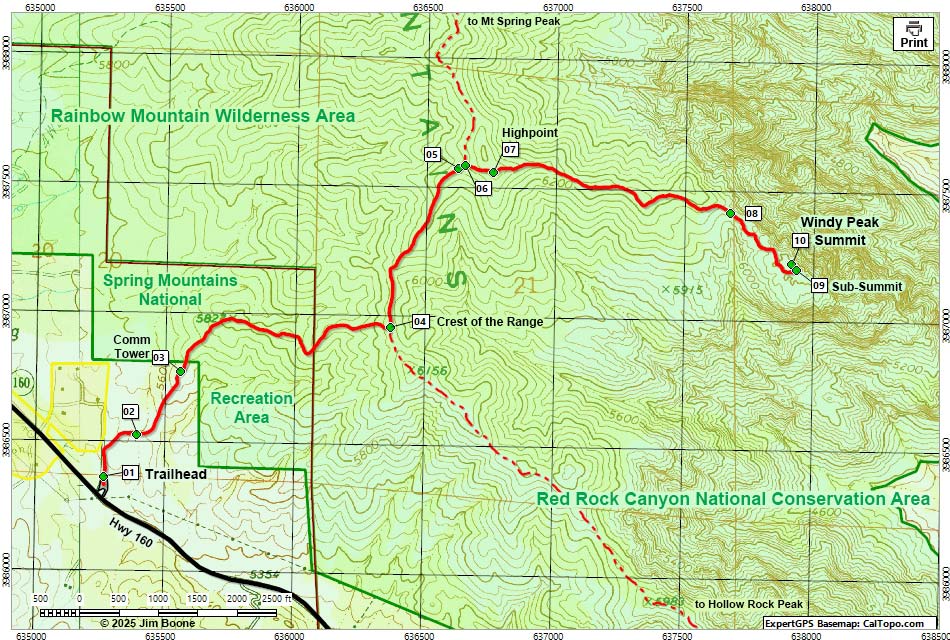 Windy Peak Route Map
