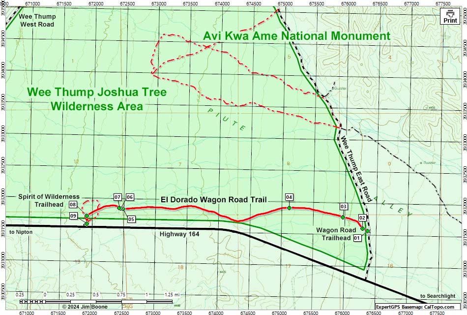 El Dorado Wagon Road Trail Map