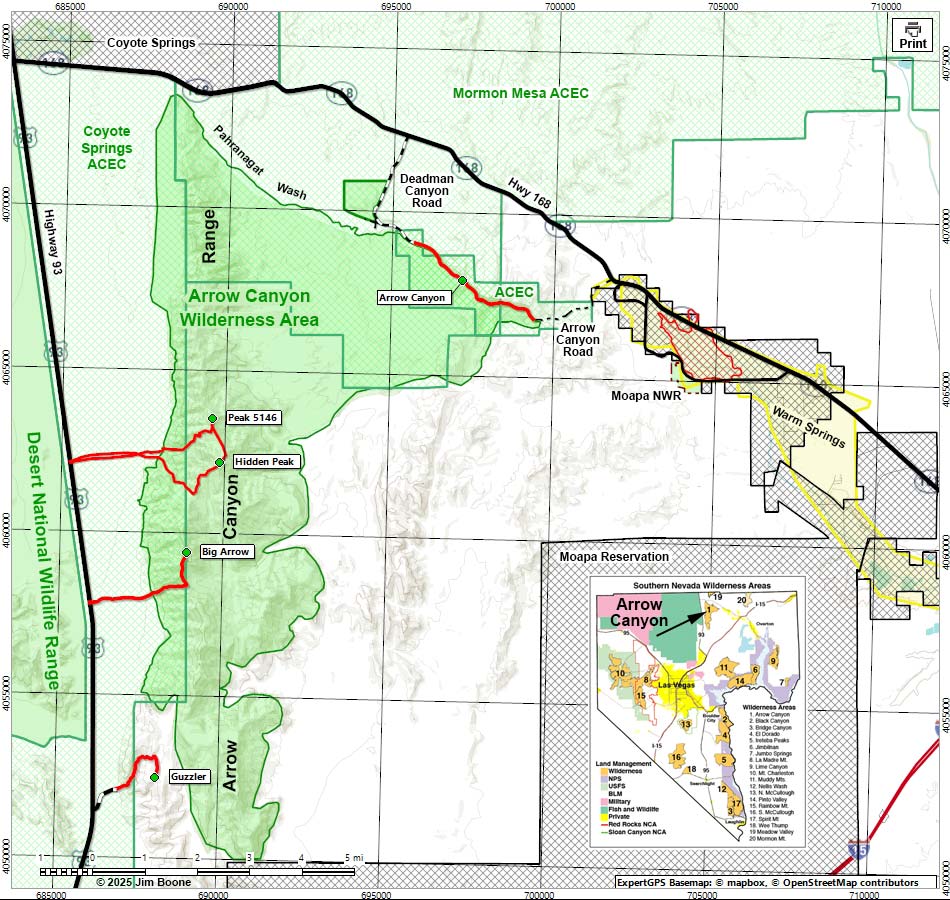 Arrow Canyon Wilderness Area Map
