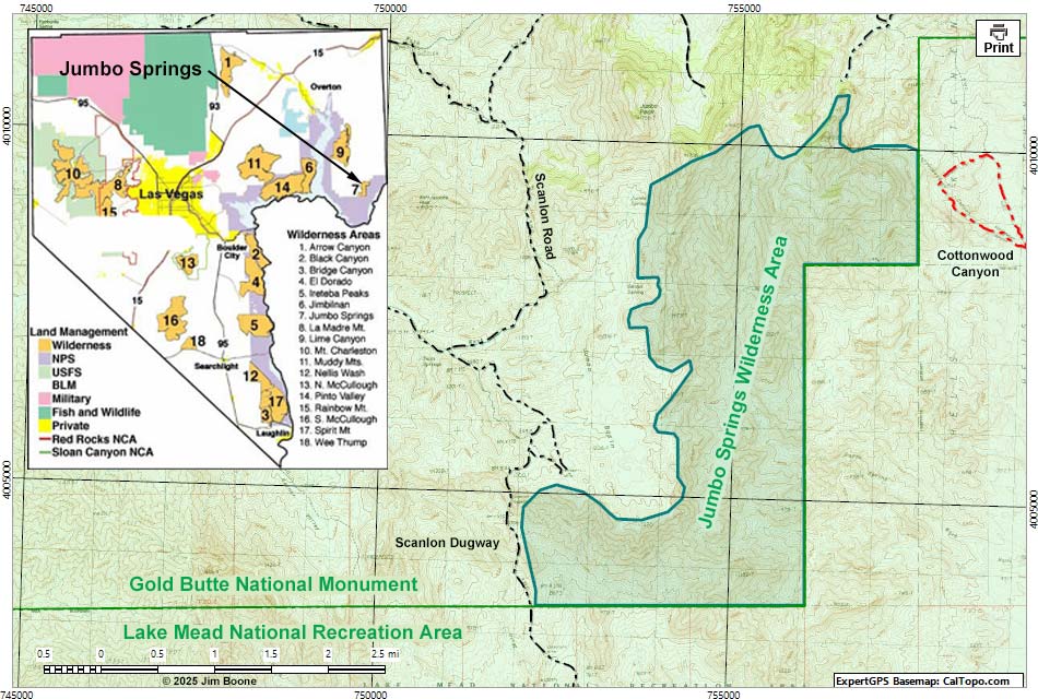 Jumbo Springs Wilderness Area Map