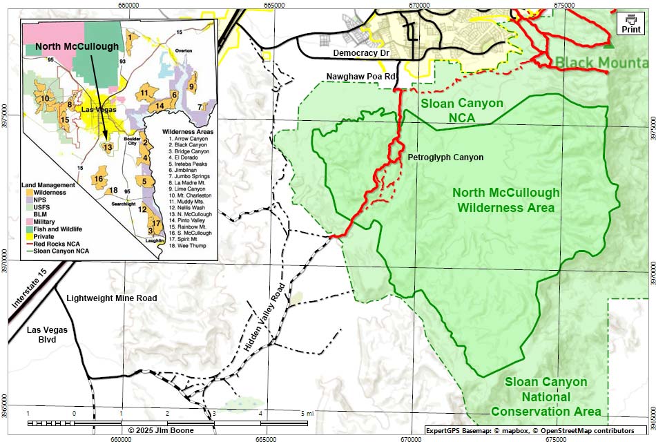 North McCullough Wilderness Area Map