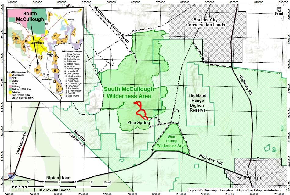 South McCullough Wilderness Area Map