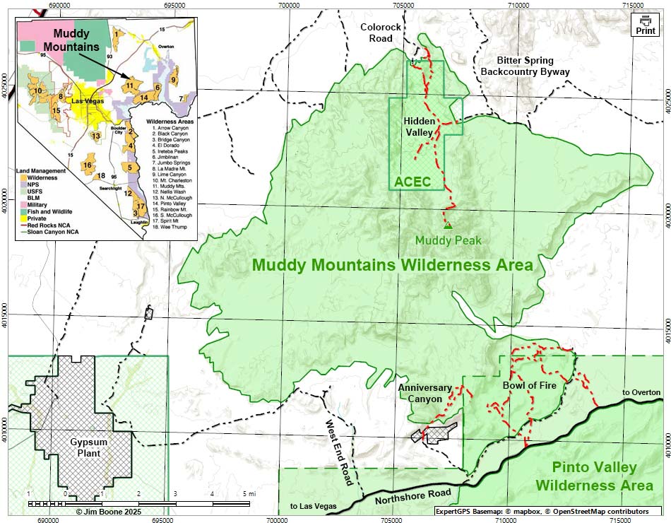 Muddy Mountains Wilderness Area Map