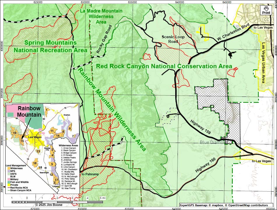 Rainbow Mountain Wilderness Area Map
