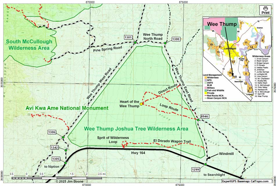 Wee Thump Joshua Tree Wilderness Area Map
